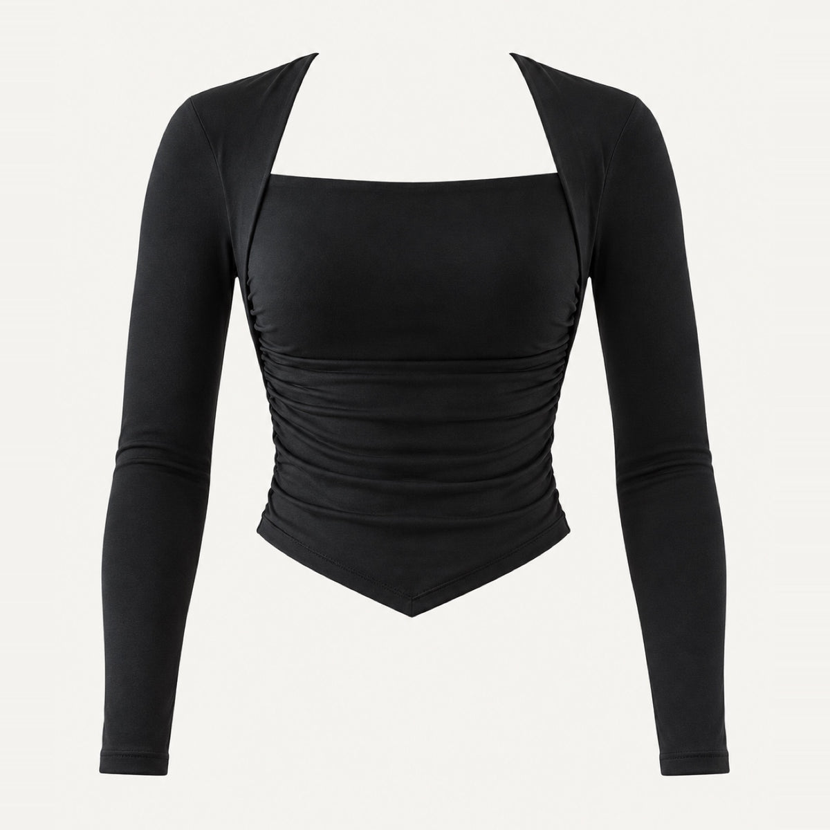 Square-Neck Long Sleeve Top with Built-In Bra - product only