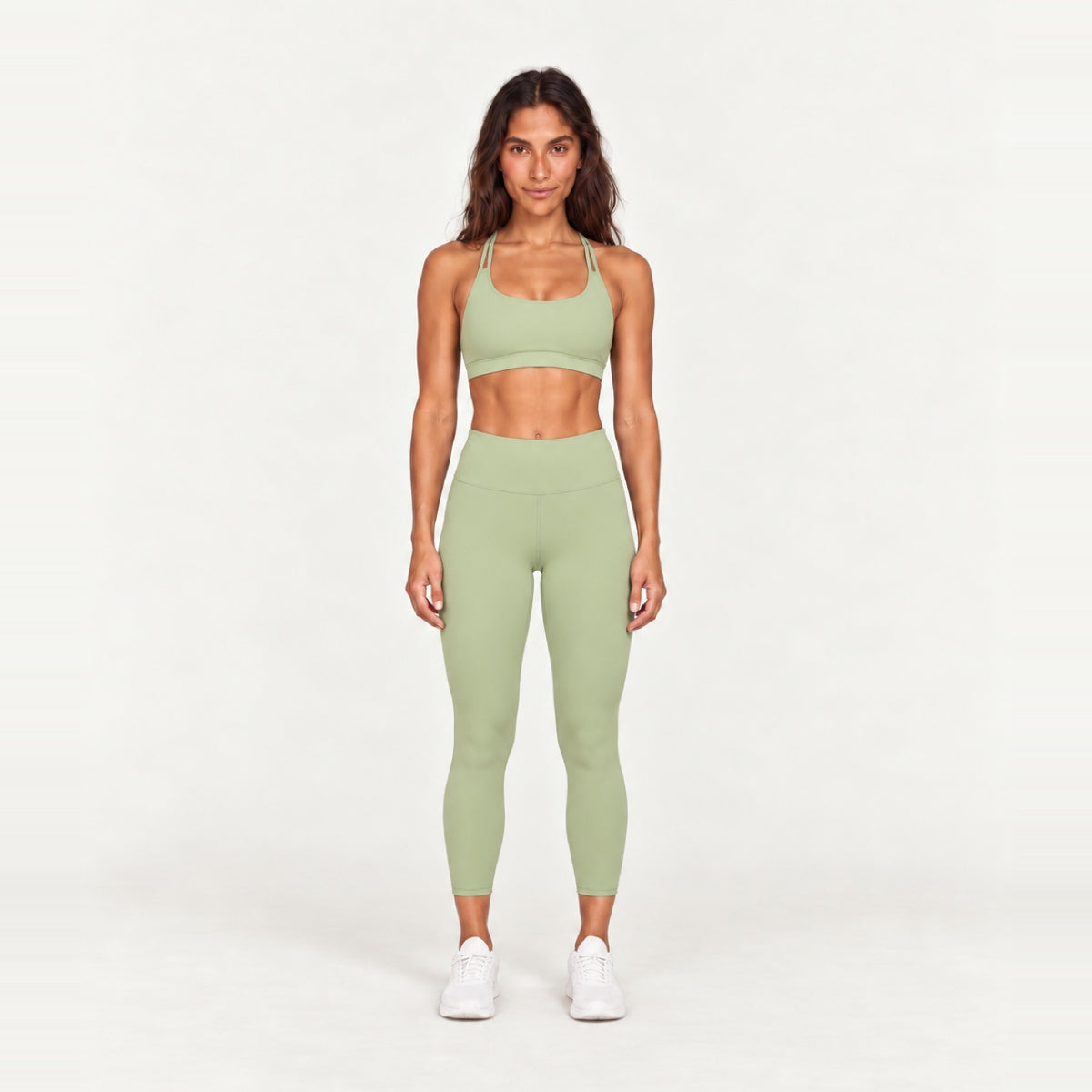 Sports Bra and High-Waisted Leggings Set - Sage