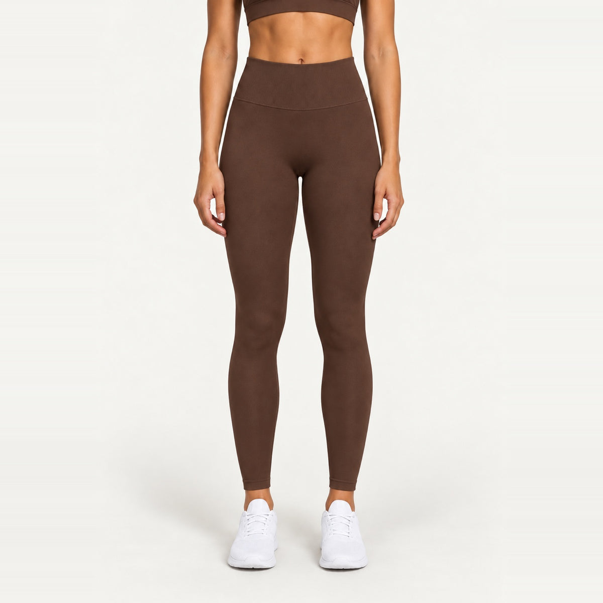 High-Waisted Fitted Leggings - Chocolate
