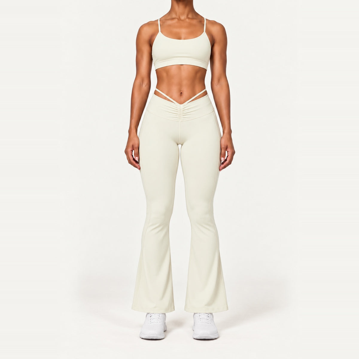 High-Waisted Flare Leggings - Cream