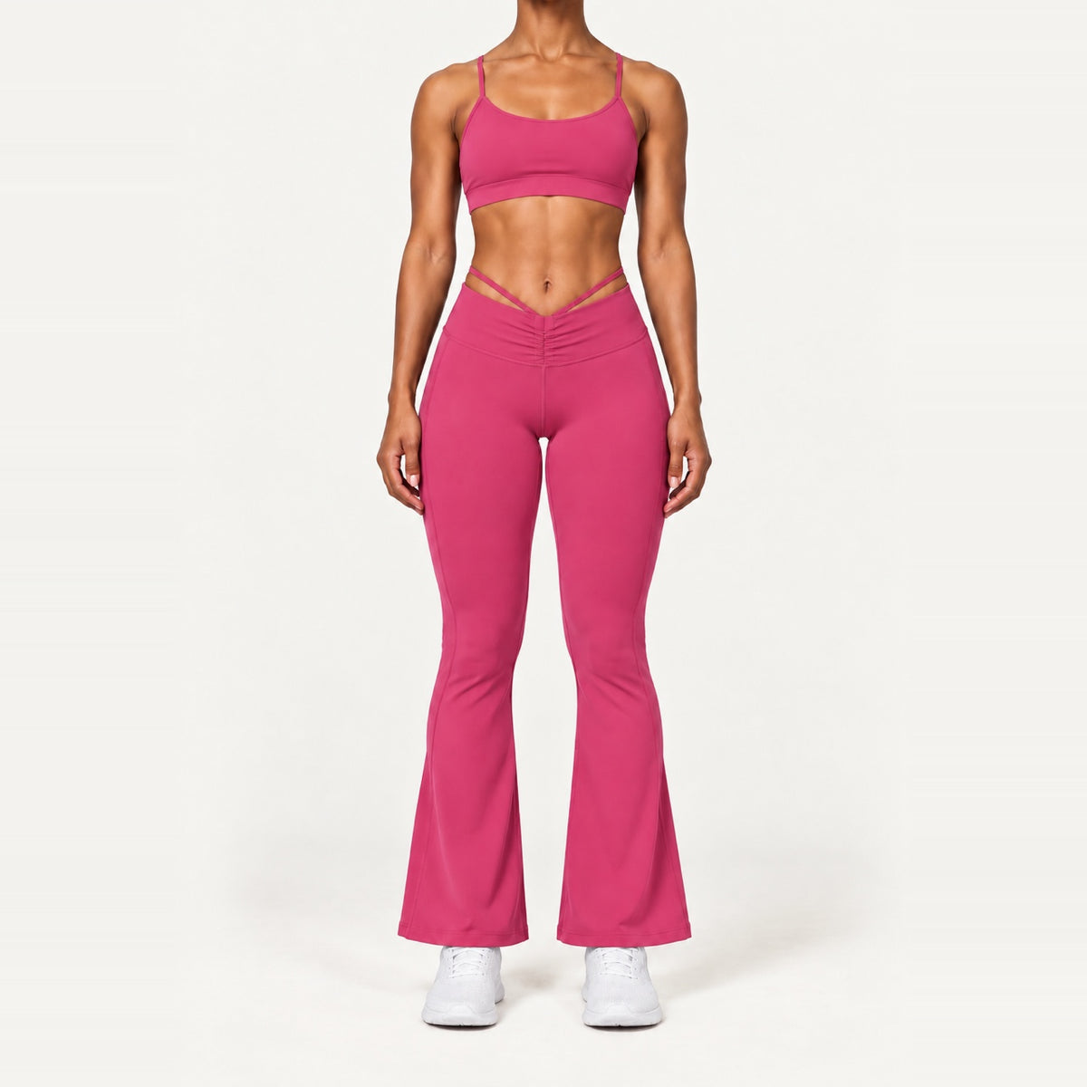 High-Waisted Flare Leggings - Raspberry