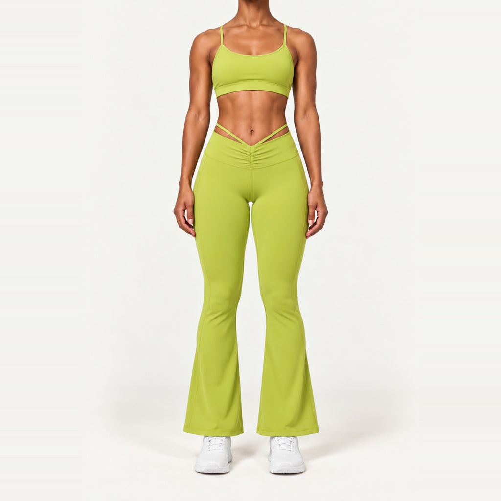 High-Waisted Flare Leggings - Lime