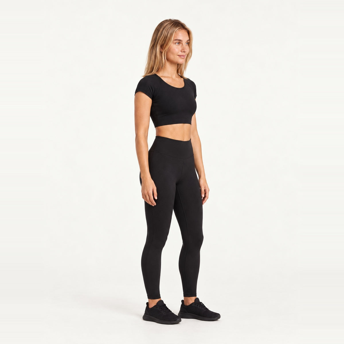Short Sleeve Crop Top and Leggings Set - side view