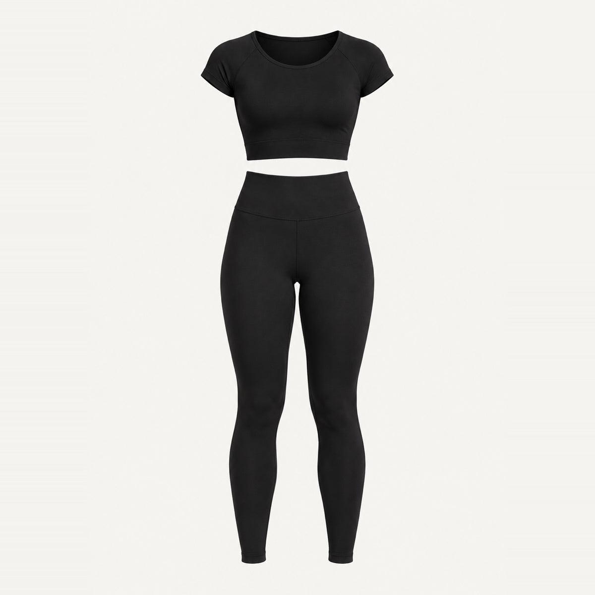 Short Sleeve Crop Top and Leggings Set - product only