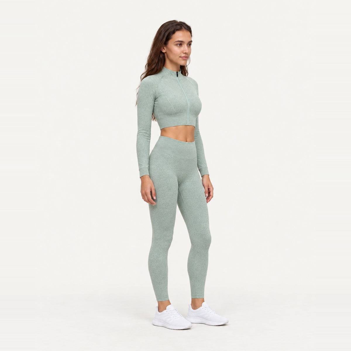 Long Sleeve Zip-Up Top and Leggings Set - side view