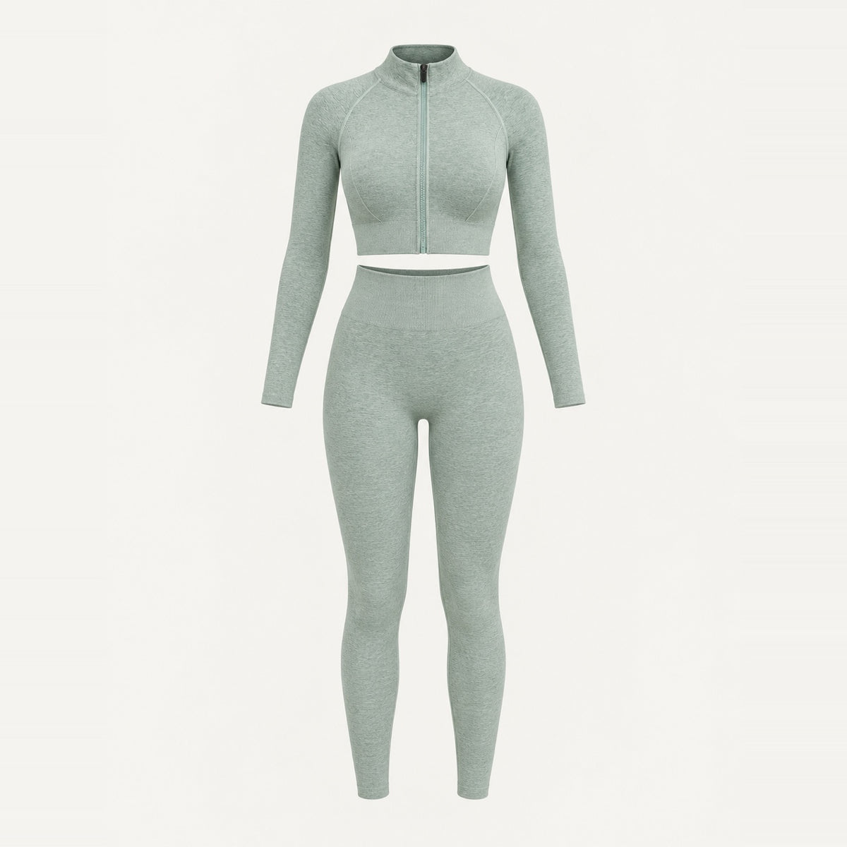 Long Sleeve Zip-Up Top and Leggings Set - product only