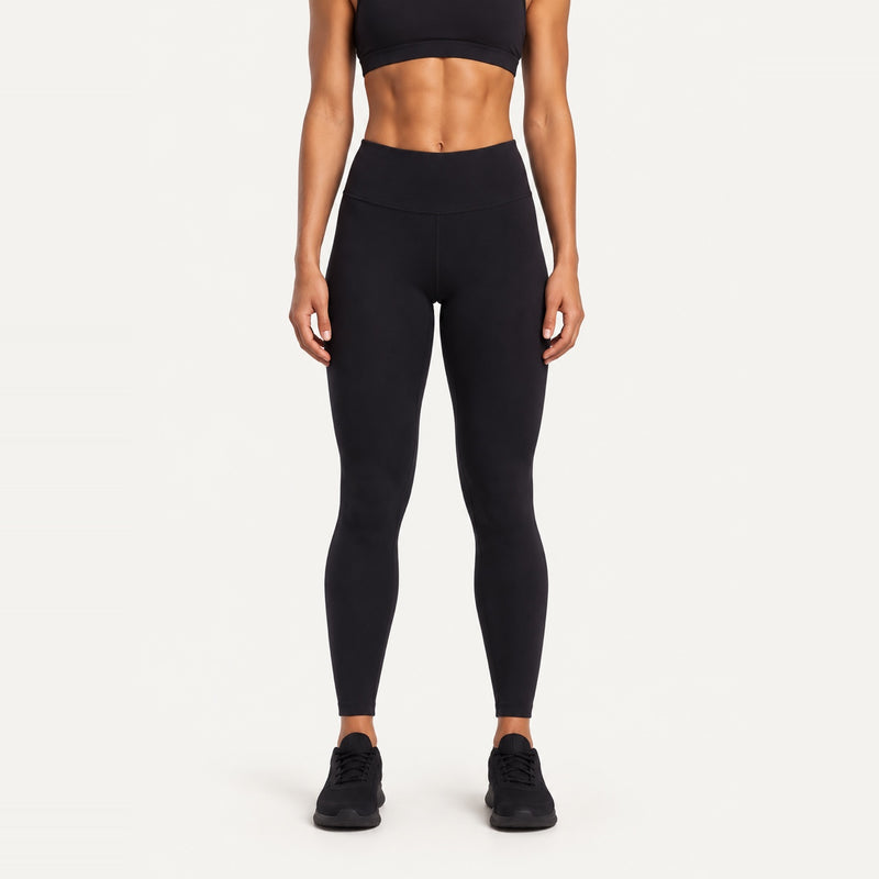 High-Waisted Leggings with Back Waist Pocket - Black