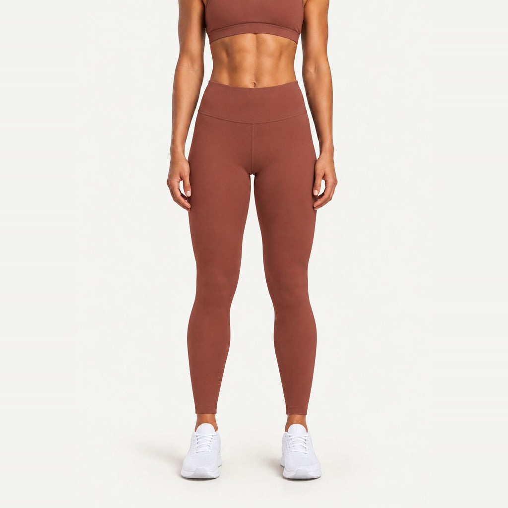 High-Waisted Leggings with Back Waist Pocket - Copper