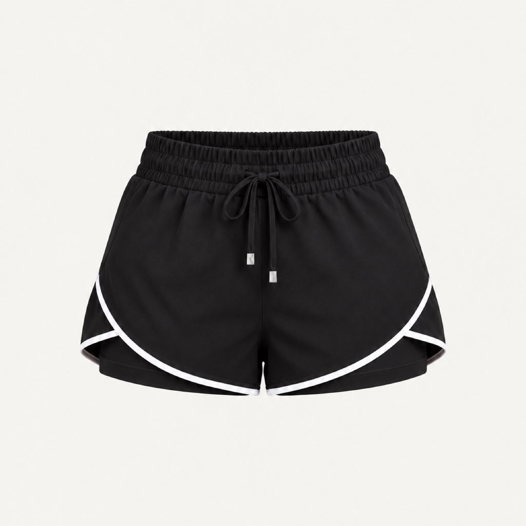Drawstring Workout Shorts with Contrast Trim - product only