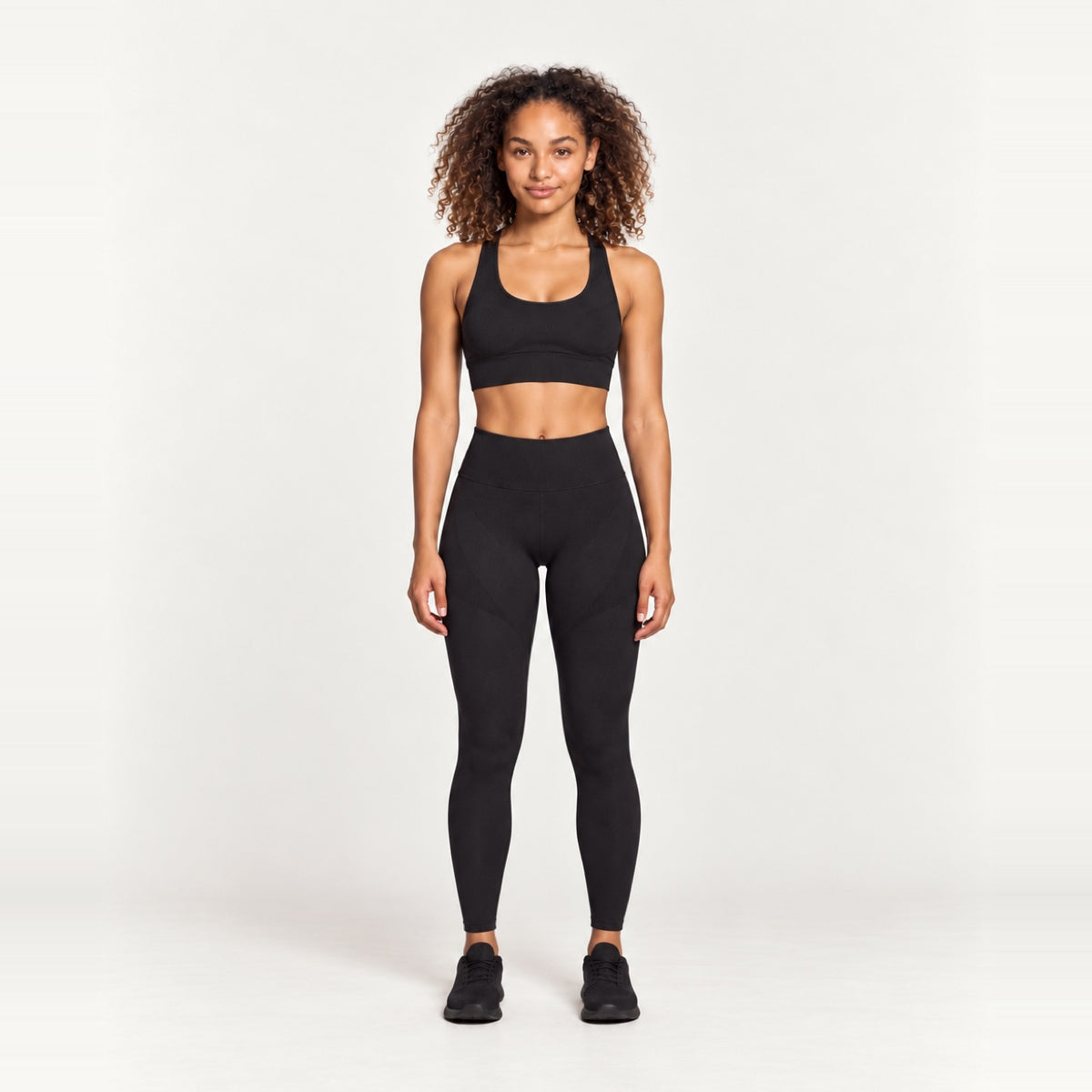 Crisscross-Back Sports Bra and Leggings Set - Black