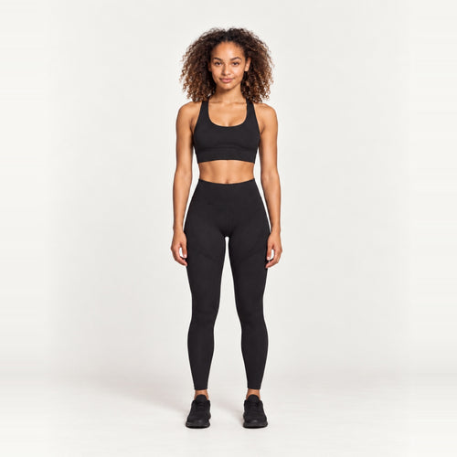 Crisscross-Back Sports Bra and Leggings Set - Black