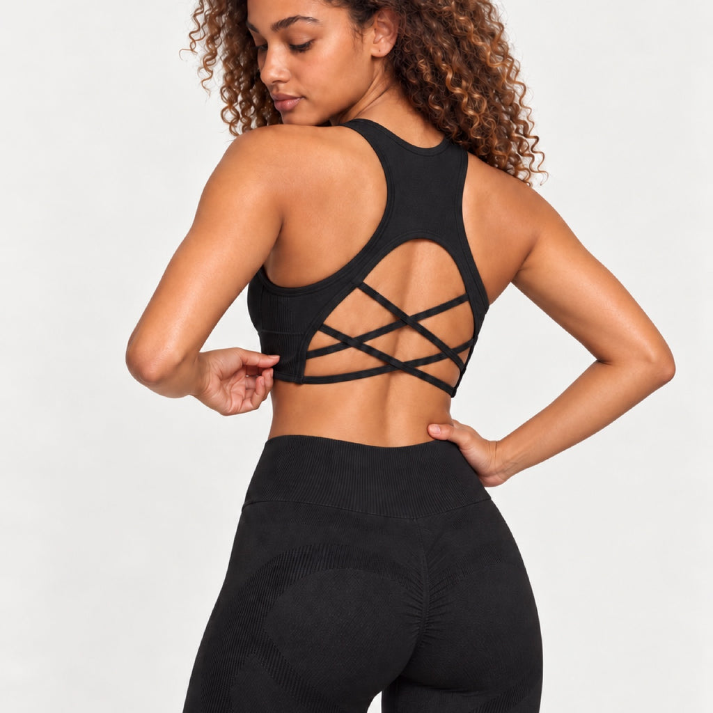 Crisscross-Back Sports Bra and Leggings Set - detail