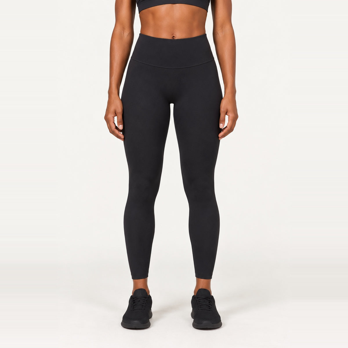 High-Waisted Leggings with Wide Waistband - Black