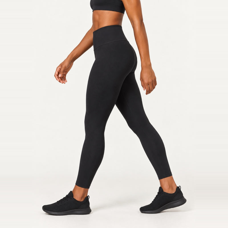 High-Waisted Leggings with Wide Waistband - Black