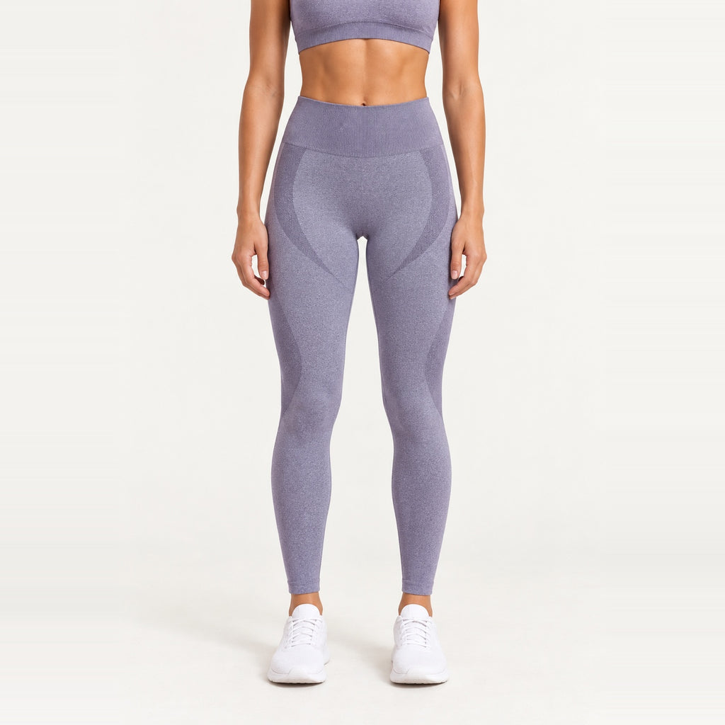 High-Waisted Heathered Knit Leggings - Mauve