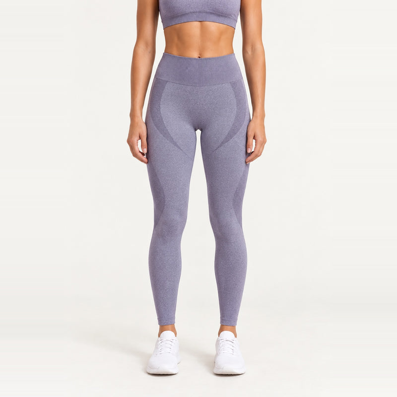 High-Waisted Heathered Knit Leggings - Mauve