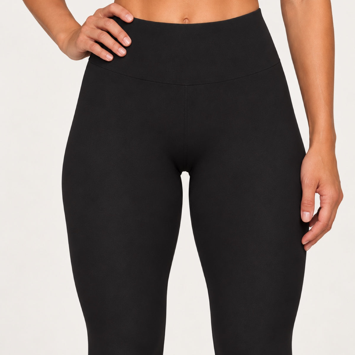 High-Waisted Nylon Leggings with Knit Panels - detail