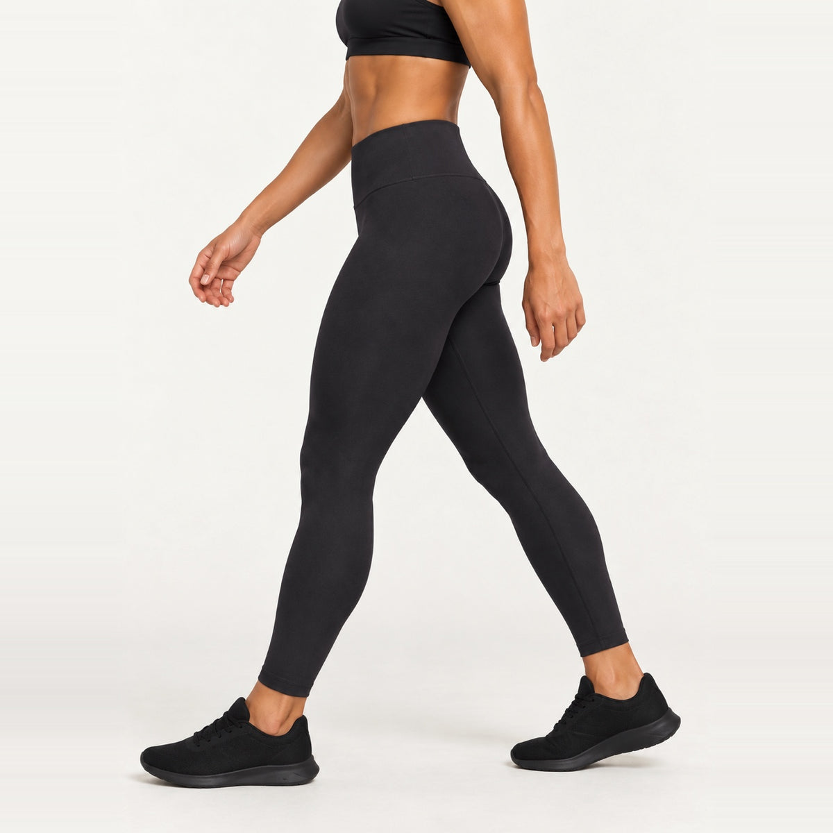 High-Waisted Leggings in Solid Colors - Black