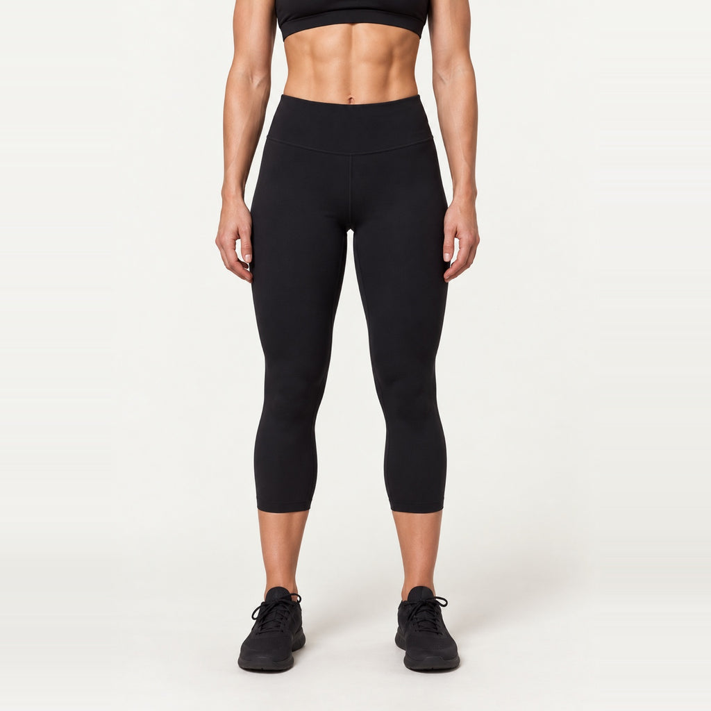 High-Waisted Leggings with Contrast Side Seams - Black