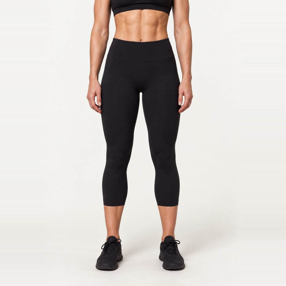 High-Waisted Leggings with Contrast Side Seams - Black
