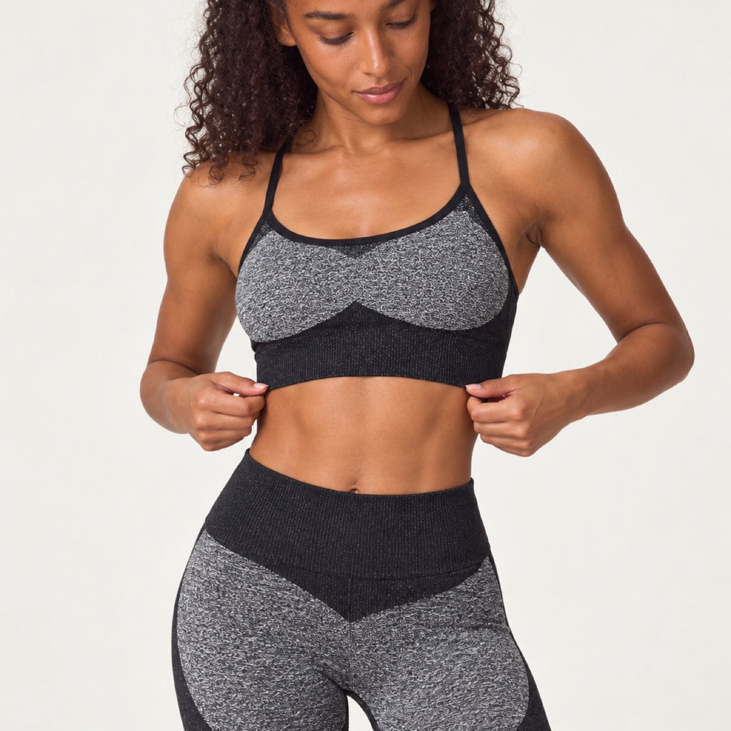 Cross-Strap Sports Bra and Panel Leggings Set - detail