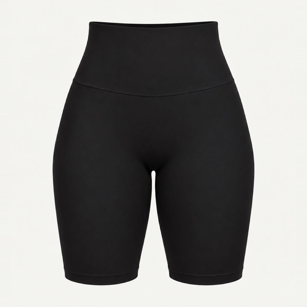 High-Waisted Biker Shorts with Curved Seams - product only