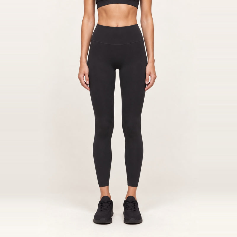 High-Waisted Leggings with Wide Waistband - Black