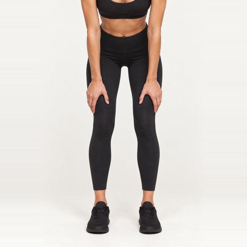 High-Waisted Leggings with Wide Waistband - Black