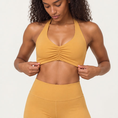Halter Sports Bra with Gathered Front - detail