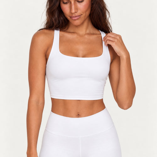 Cross-Back Crop Tank with Wide Straps - detail