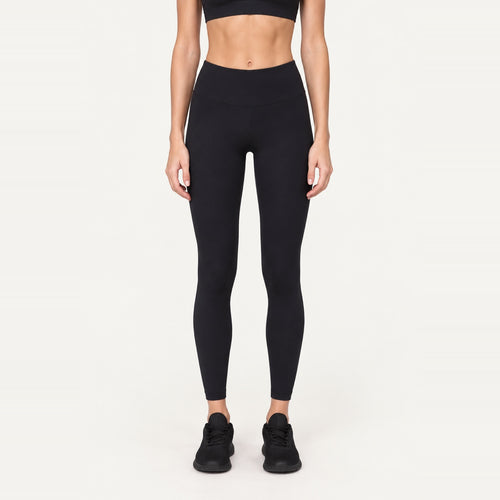 High-Waisted Ankle Leggings with Curved Back Seam - Black