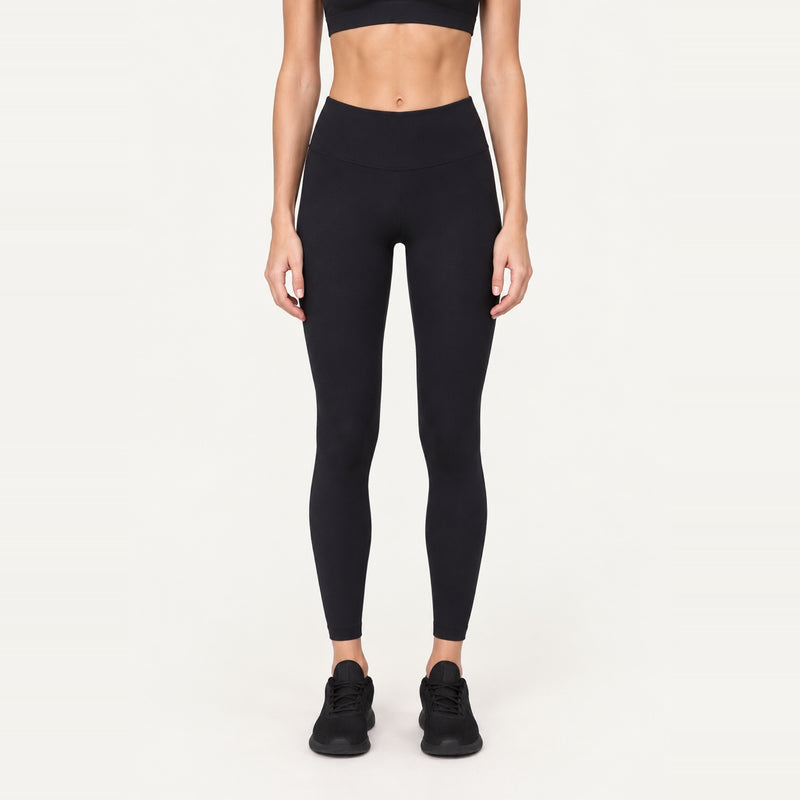 High-Waisted Ankle Leggings with Curved Back Seam - Black
