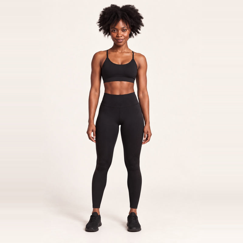 Strappy Sports Bra or Textured Workout Leggings - Black Leggings