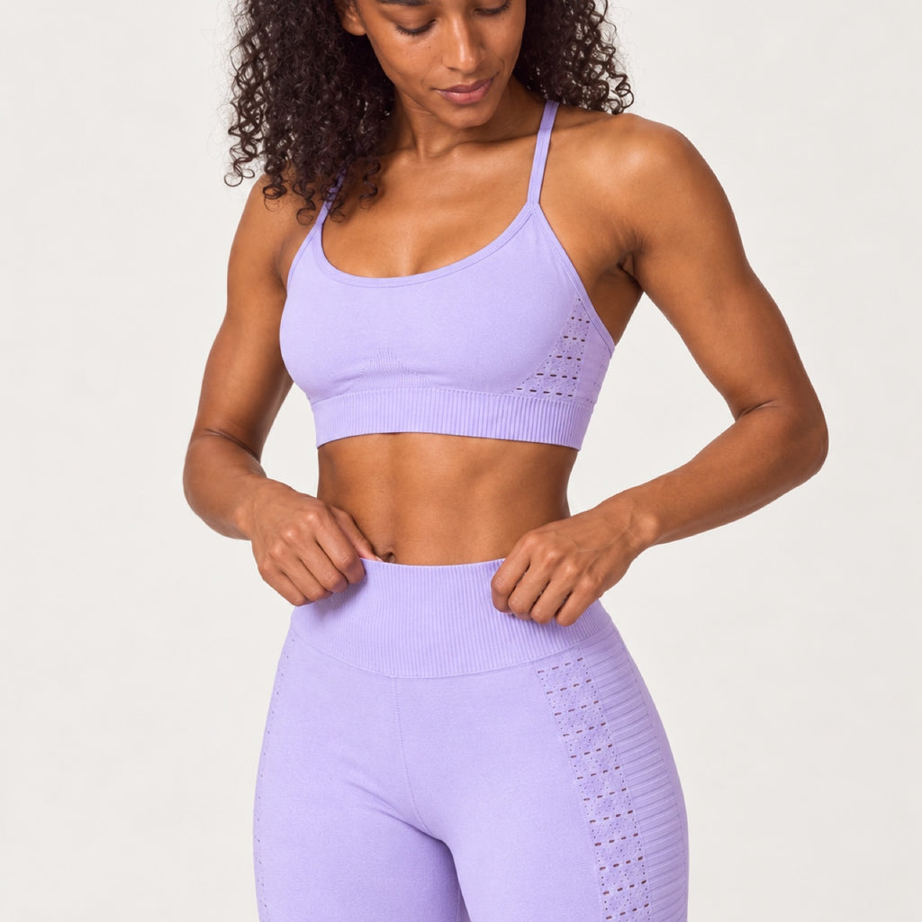 Strappy-Back Sports Bra and Pointelle Leggings Set - detail