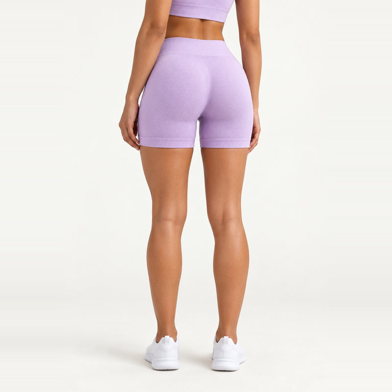 High-Waisted Knit Workout Shorts - Lilac