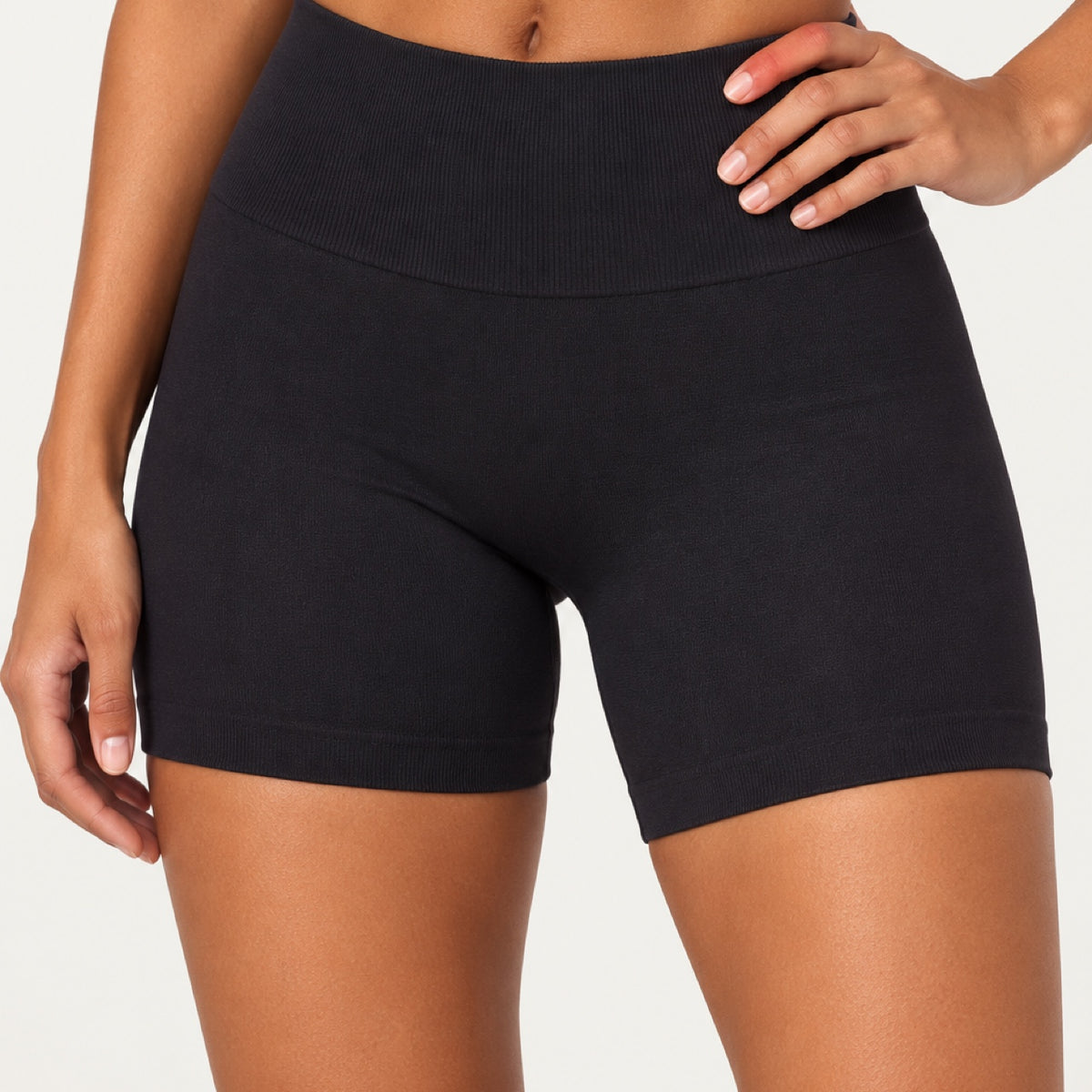 High-Waisted Knit Workout Shorts - detail