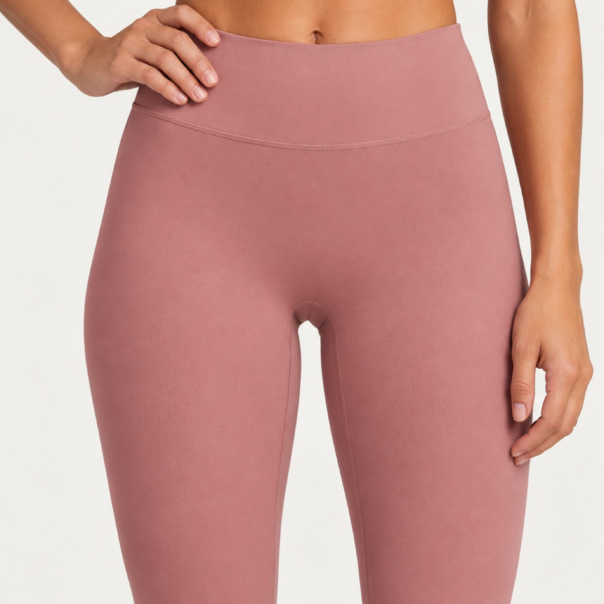 High-Waisted Ankle Leggings with Plain Finish - detail