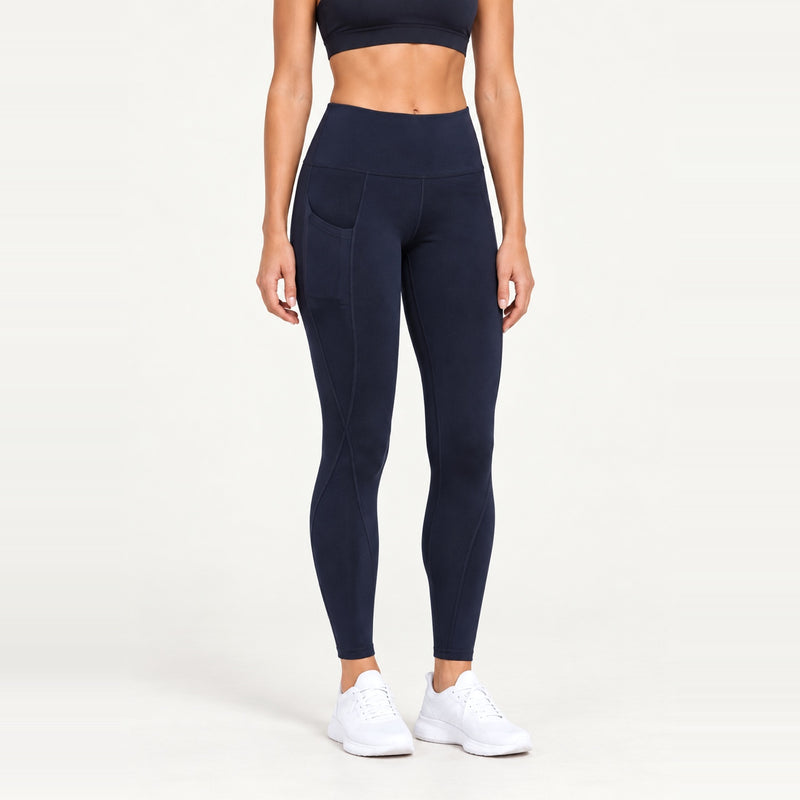 High-Waisted Pocket Leggings in Polyester Blend - Navy