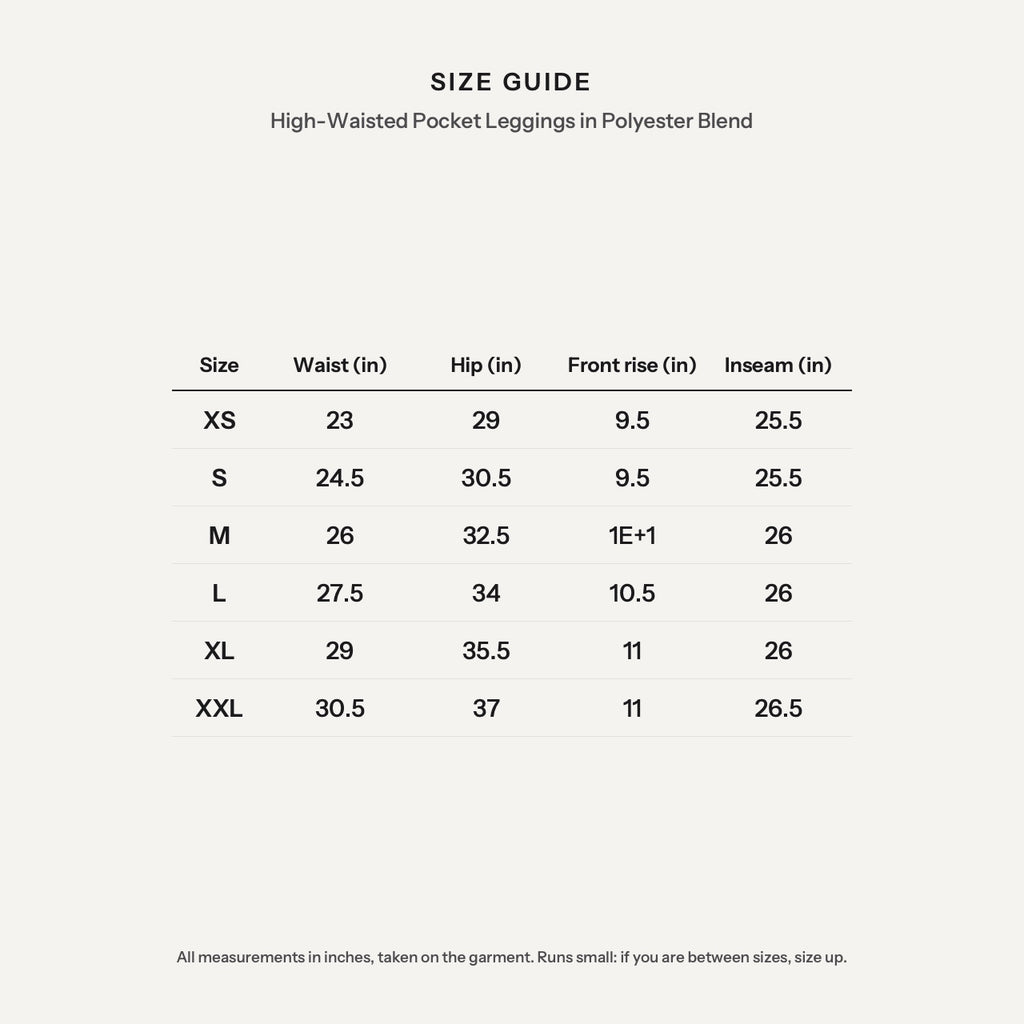 High-Waisted Pocket Leggings in Polyester Blend - size guide