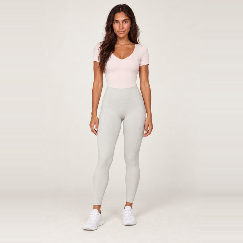 Short Sleeve Jumpsuit with Open Scoop Back - Blush White