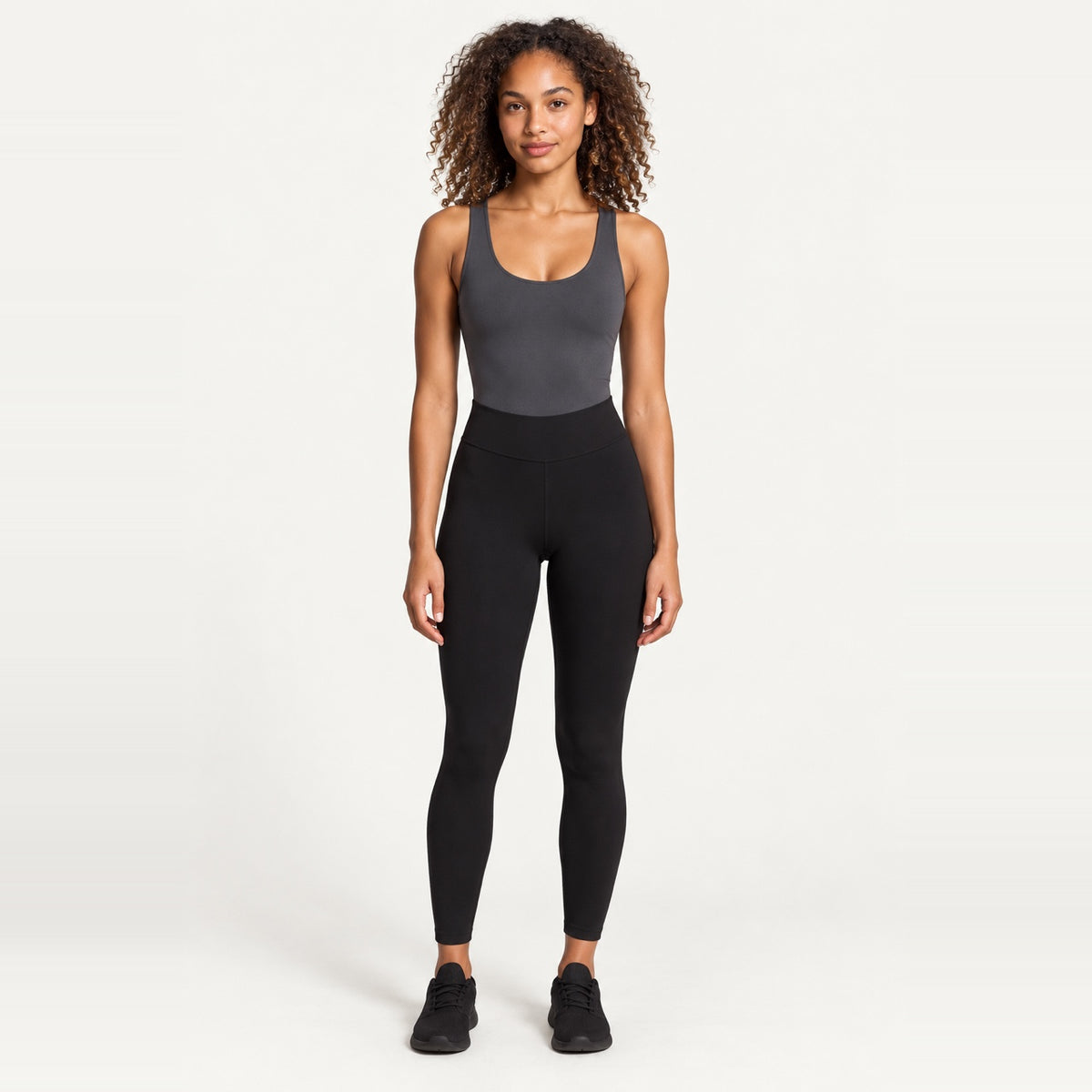 Colorblock Jumpsuit with Low Scoop Back - Black Gray