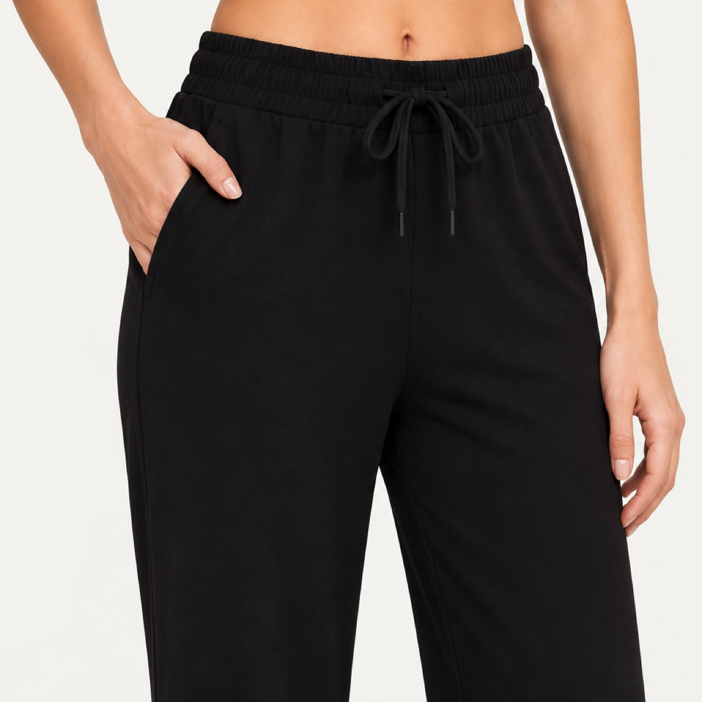 Drawstring Wide-Leg Workout Pants with Pockets - detail