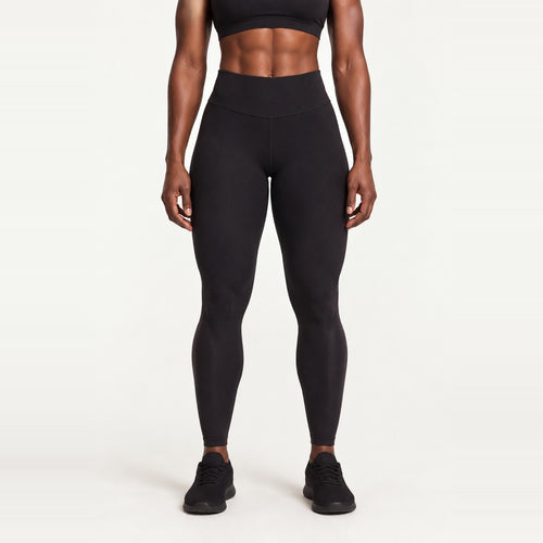 High-Waisted Ankle Leggings with Curved Front Seams - Black