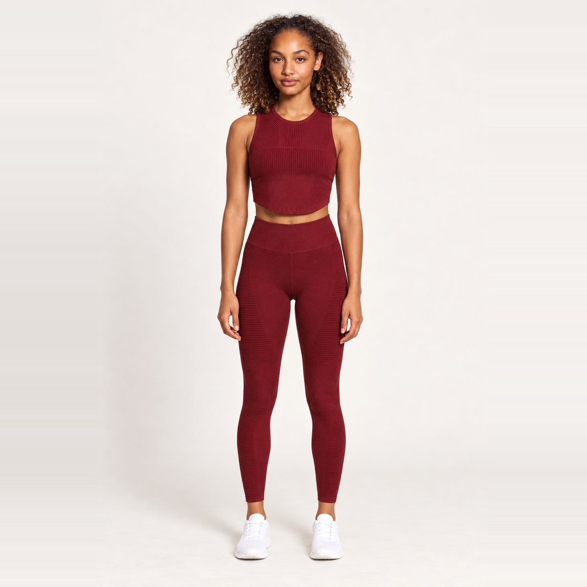 Ribbed Sleeveless Workout Top and Leggings Options - Top and Leggings