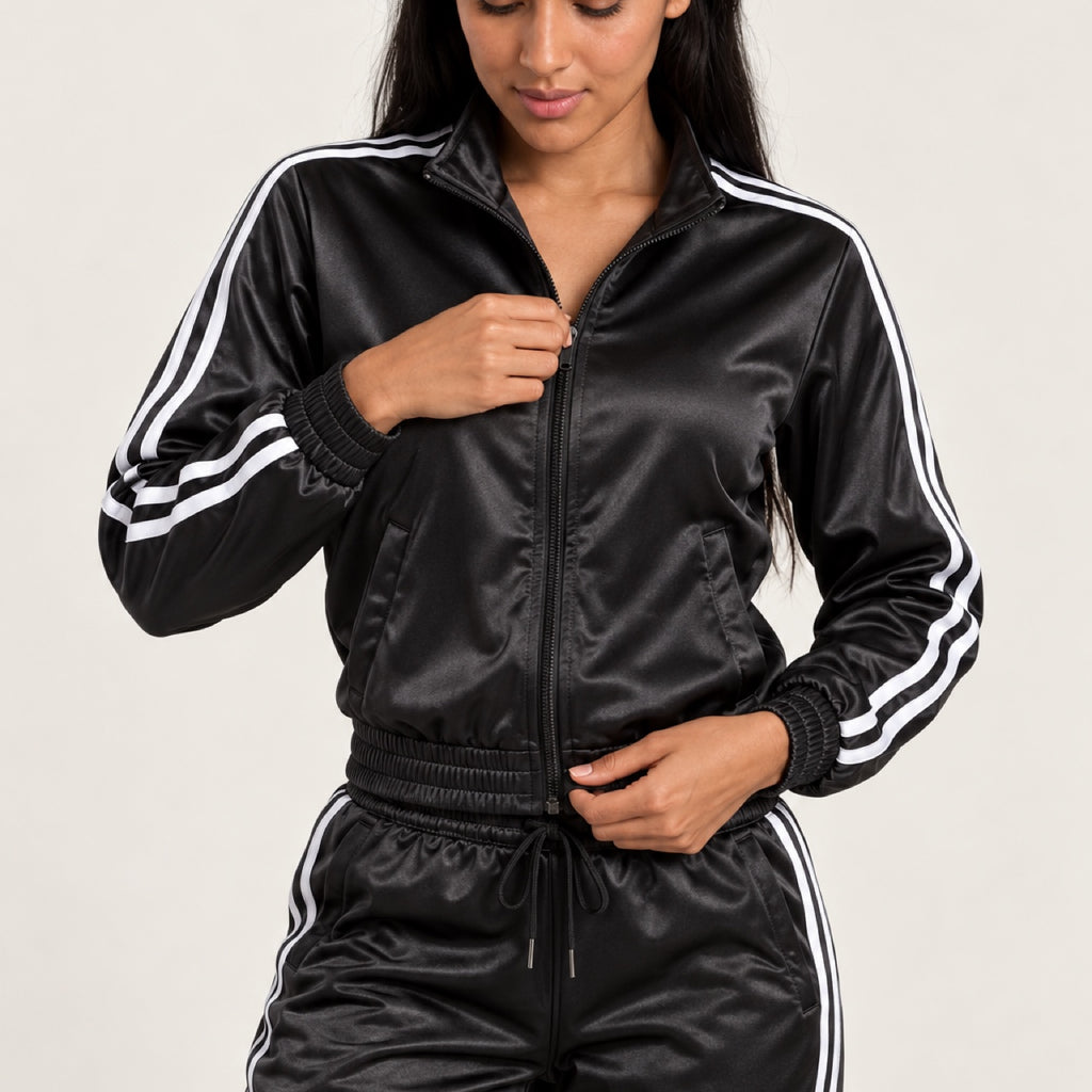 Zip Jacket and Joggers Set with Side Stripes - detail
