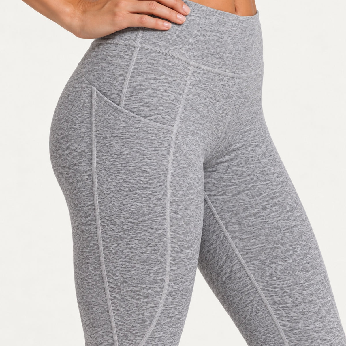 Heathered High-Waisted Leggings with Side Pockets - detail