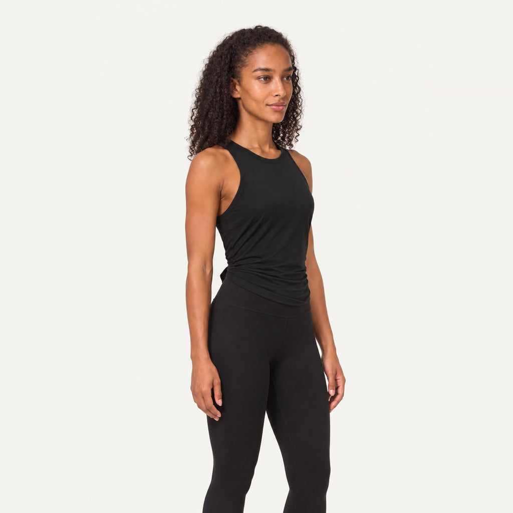 Split-Back Workout Tank with Tie Hem - side view