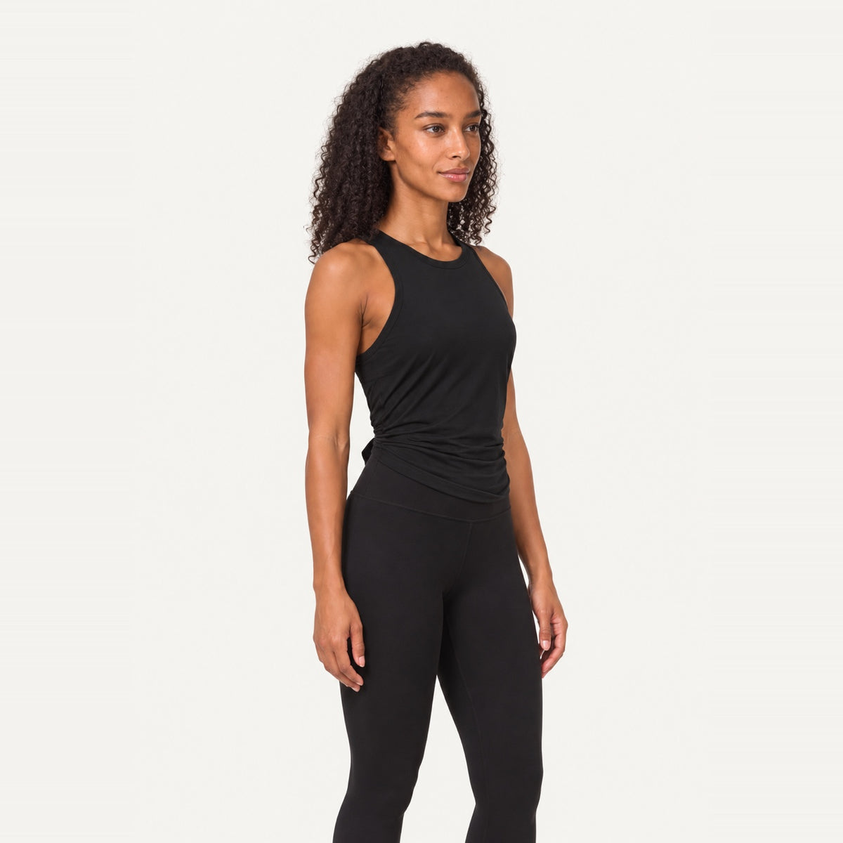 Split-Back Workout Tank with Tie Hem - side view