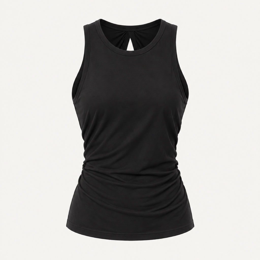 Split-Back Workout Tank with Tie Hem - product only