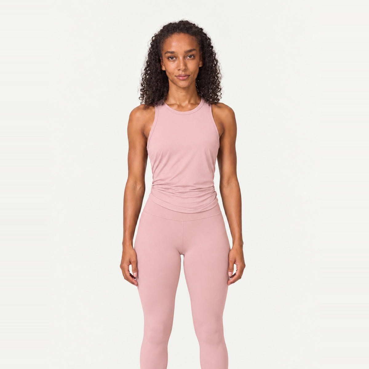 Split-Back Workout Tank with Tie Hem - Blush